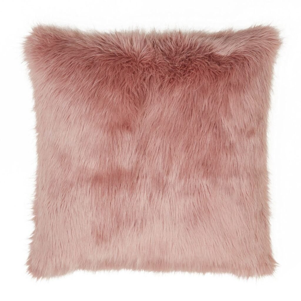 Soft pink furry cushion pillow designed for modern home furnishing, adding comfort, elegance, and a stylish touch to living spaces.
